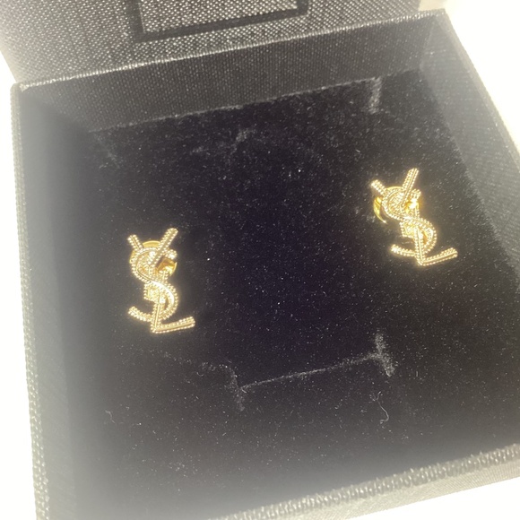 YSL Gold Logo Earrings - Picture 3 of 3